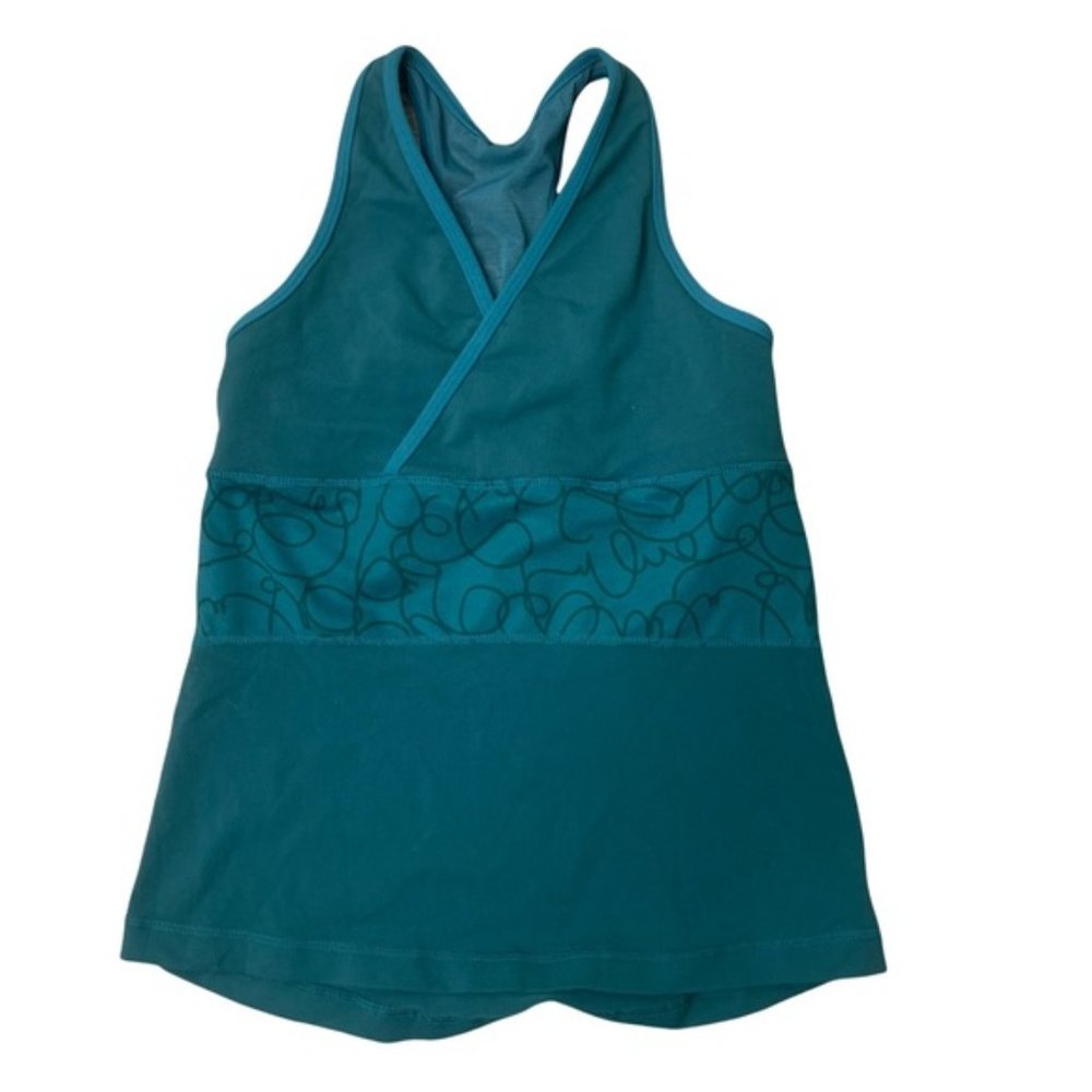 LULULEMON Women's Teal Racerback V-Neck Surplice Mesh Workout Tank Size 8 GUC